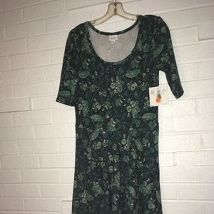NEW Large Lularoe Nicole Dress Green Floral